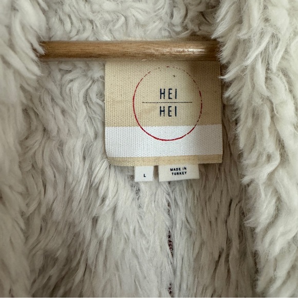 Hei Hei Anthropologie Sherpa Lined Geometric Open Hanging Vest - Picture 4 of 10